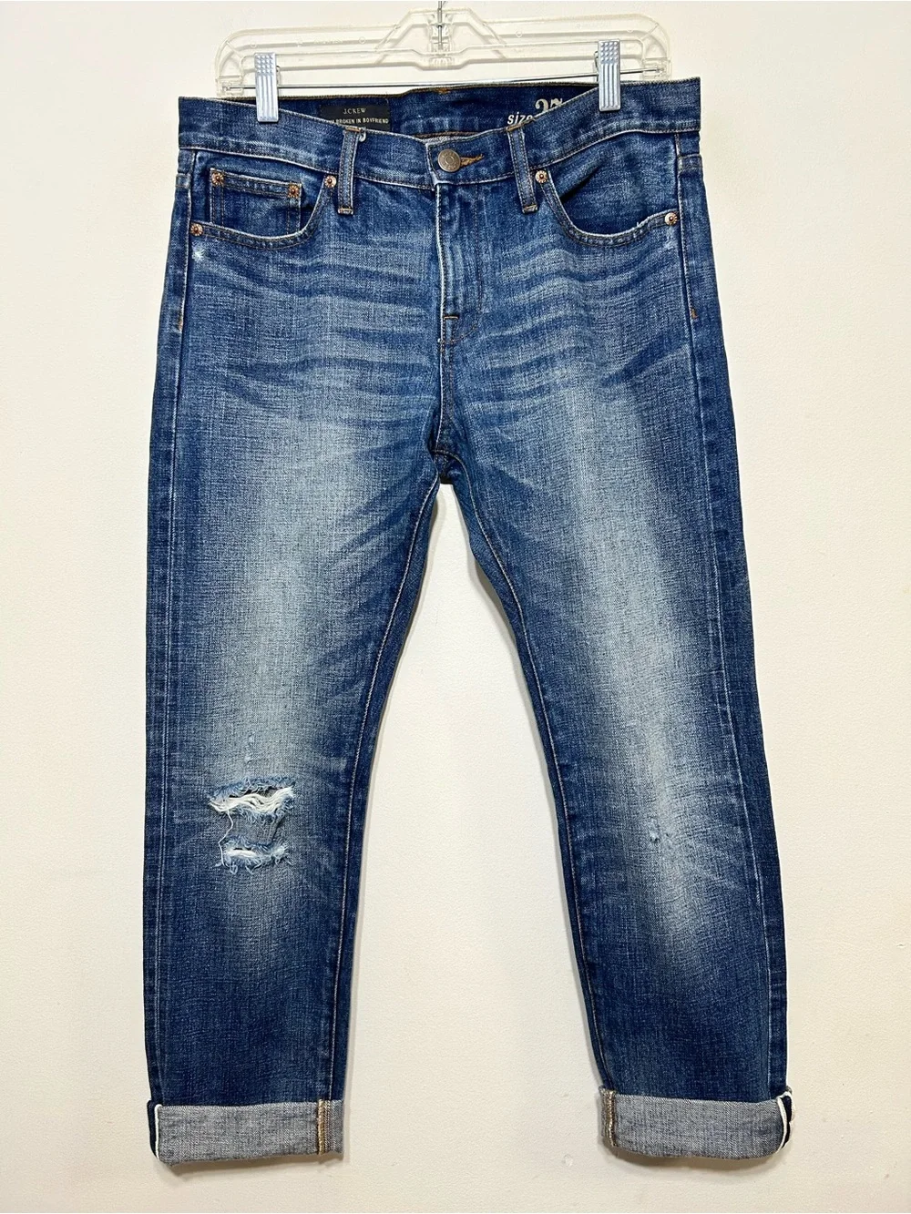 J. Crew Selvedge Denim Slim Broken In Boyfriend Jeans Womens Size 27